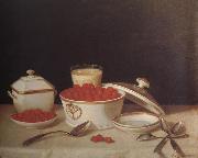 John F.Francis Strawberries,Cream,and Sugar USA oil painting artist